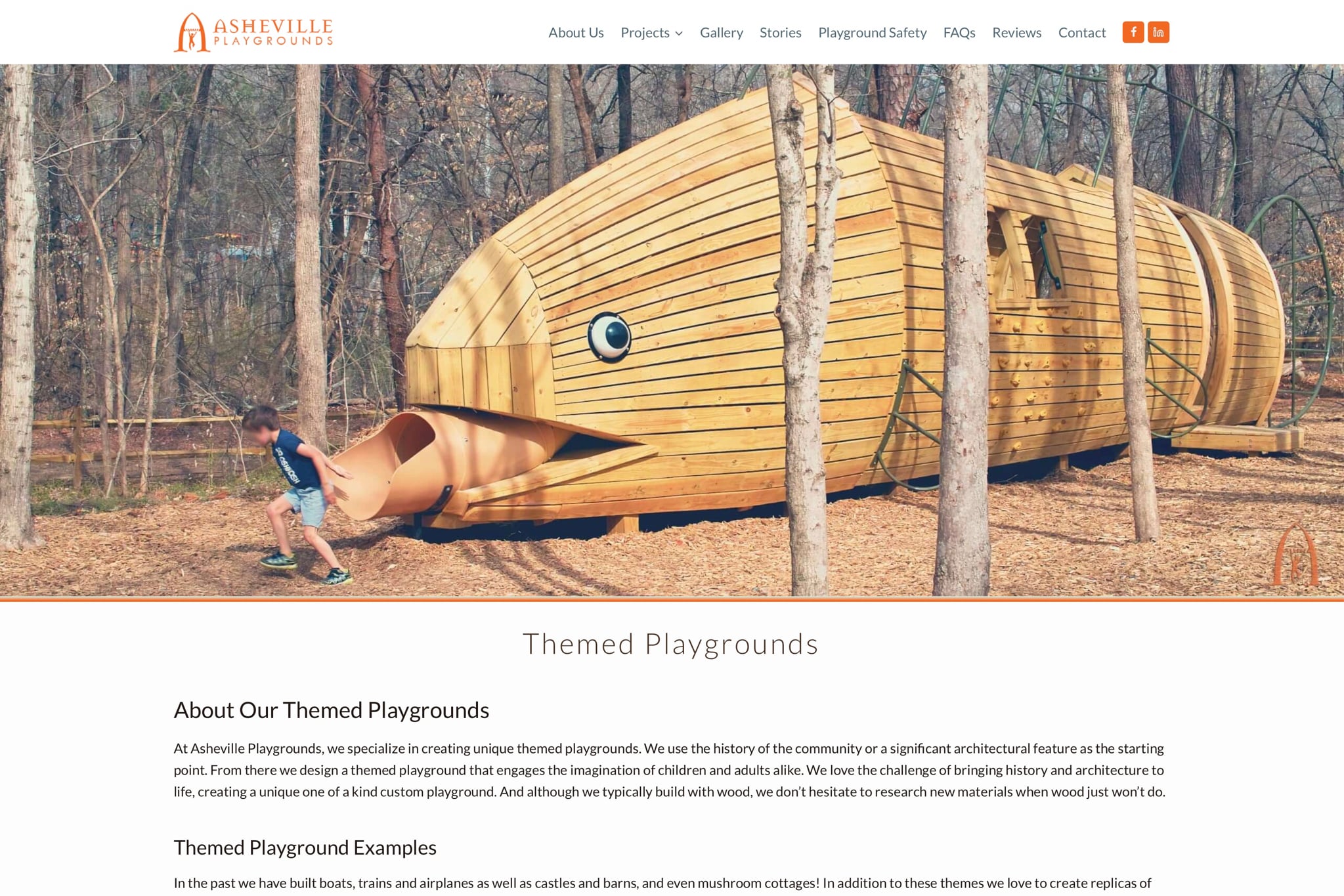 ashevilleplaygrounds.com themed playgrounds page screenshot